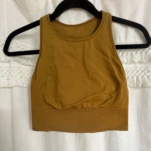 Gold lululemon high neck cropped workout tank
